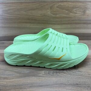 HOKA One One Ora Recovery Sandals Mens 12 Green Slip On Comfort Slides